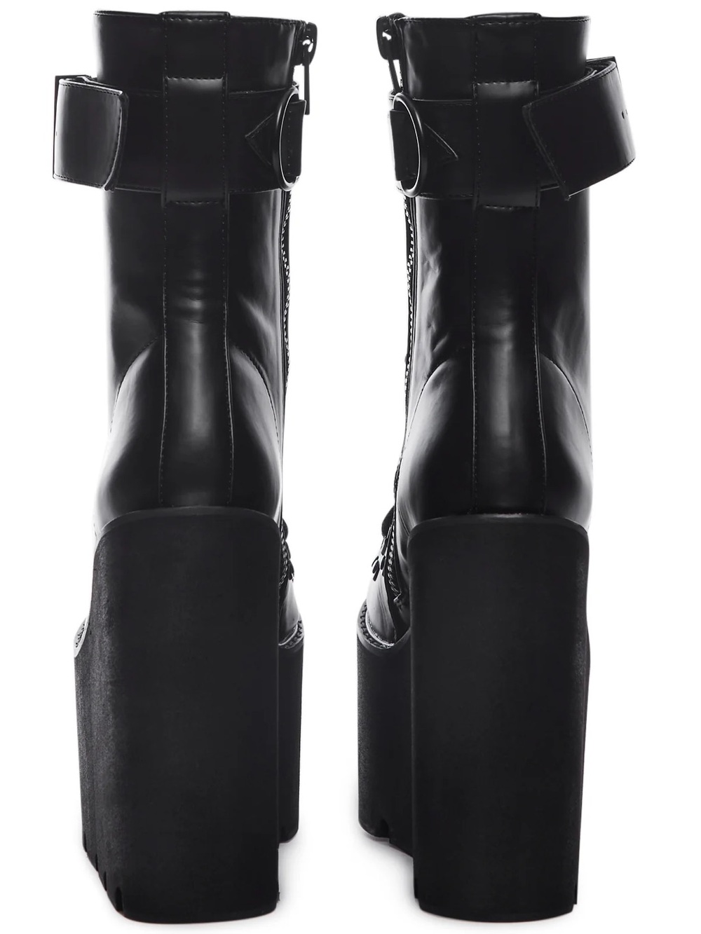 Current Mood | Traitor Black Platform Lace-Up Wedge Combat Boots | NIB | 9 - Picture 5 of 11